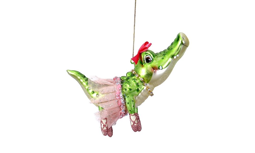 6/72-15cm Glass ms. crocodile orn