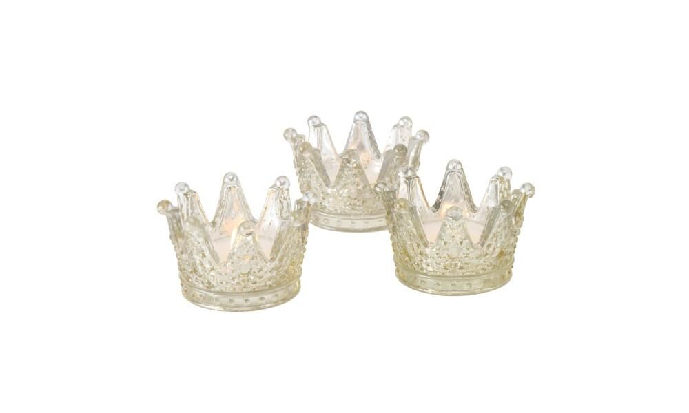 ΚΗΡΟΠΗΓΙΟ ΡΕΣΩ ΚΟΡΩΝΑ SET/3 ΧΡΥΣΗ ΓΥΑΛΙ Crown, H5cm