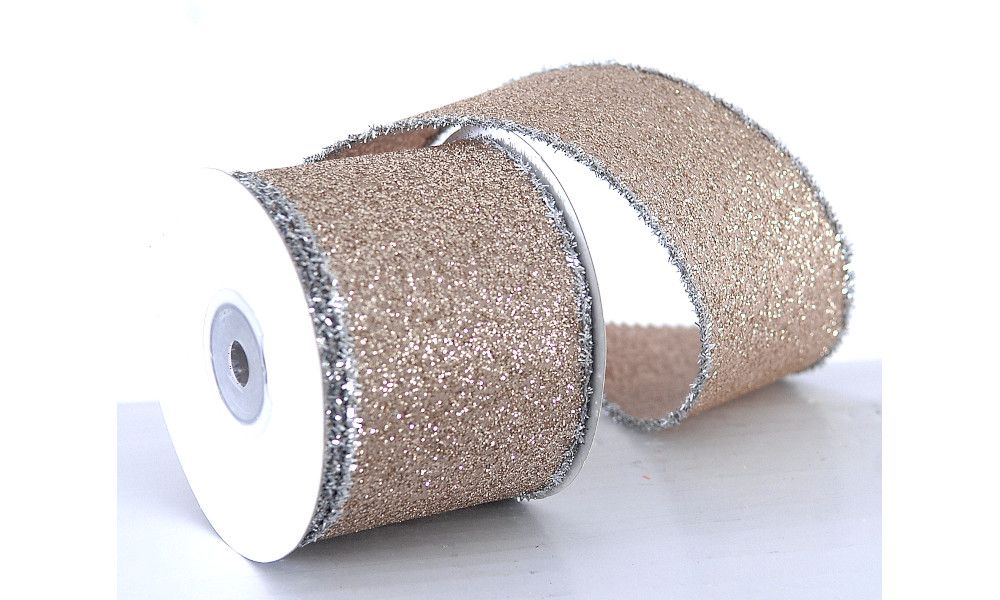 6/60-7,32cm gold/white ribbon w/glitter