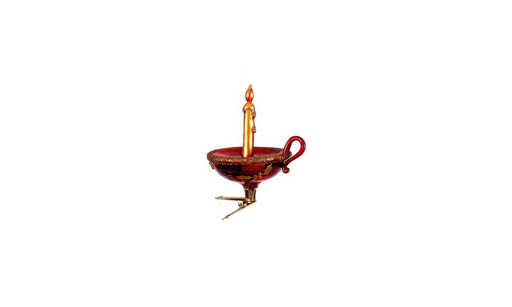 6/36 - 2Asst 12,5CM Glass Red/Gold Candle