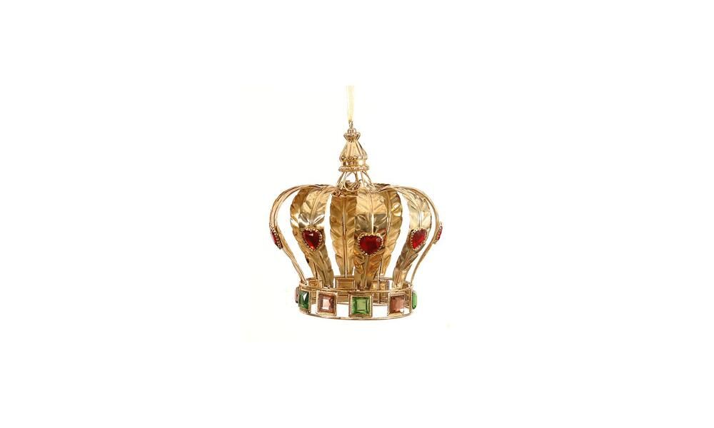 4/32 - 15CM Shiny Gold Plastic & Metal Crown w/ pink jewel