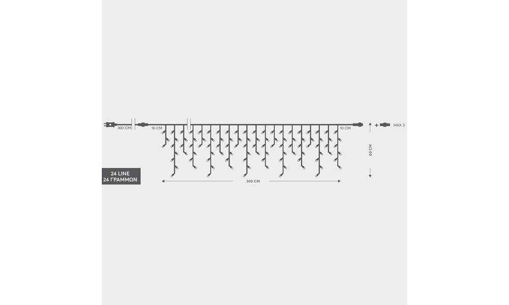 ΒΡΟΧΗ,144 LED 3mm,36V,ΕΠΕΚΤΑΣΗ ΩΣ 3,8 ΠΡΟΓΡΑΜΜΑΤΑ,ΜΕΤΑΣΧΗΜ/ΣΤΗ ΜΕ ΜΝΗΜΗ,ΠΡΟΕΚΤ ΠΑΡΟΧΗΣ 300cm,ΔΙΑΦ ΚΑΛΩΔΙΟ,ΘΕΡΜΟ LED,300x60cm (5/7/5/7), ΙΡ44 ΕΠΙΣΤΡΟΦΗ