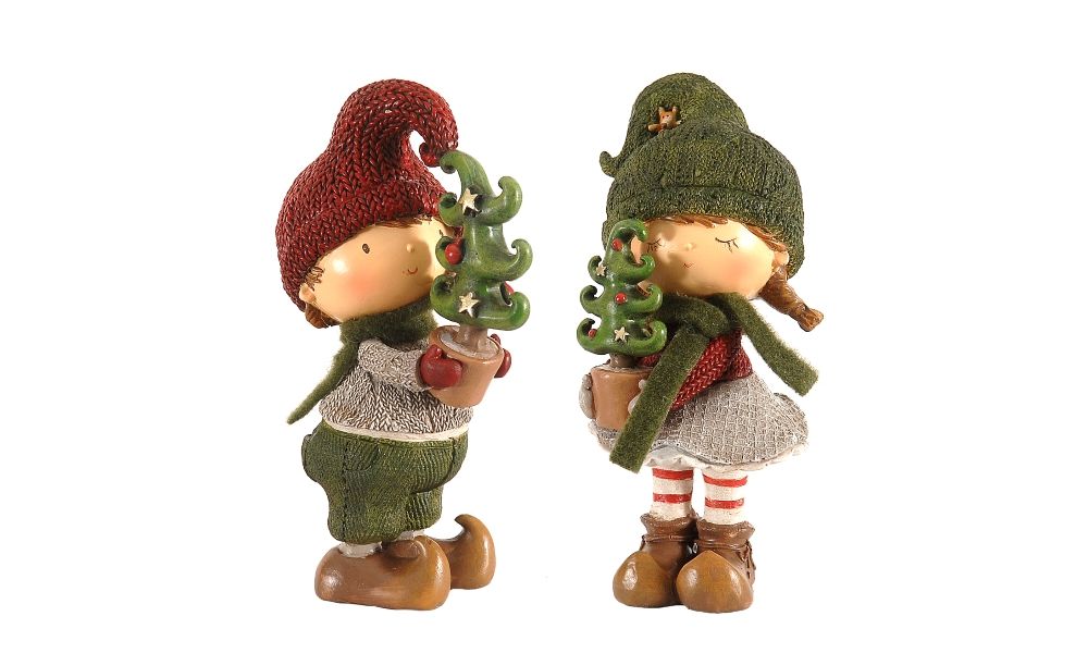 4/24–2Asst 17,50cm Boy and Girl Deco w/ tree