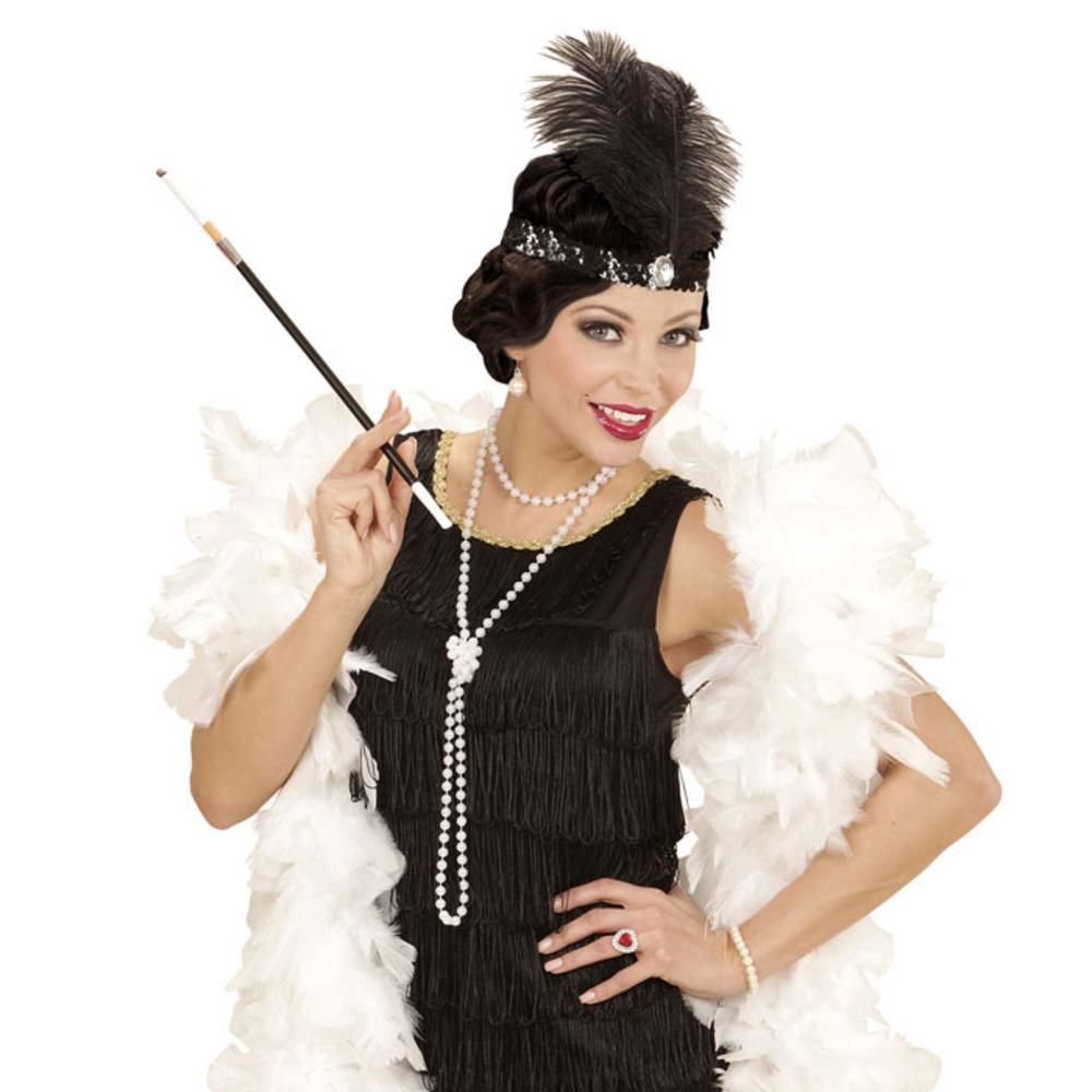 FLAPPER (sequin headband, necklace, cigarette holder)