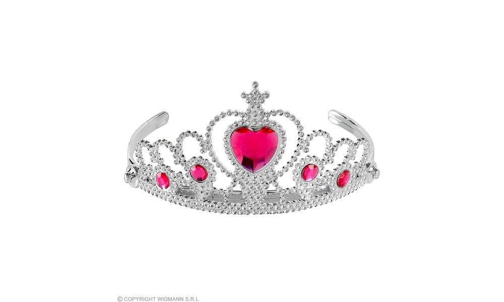 SILVER TIARA WITH PINK GEMS