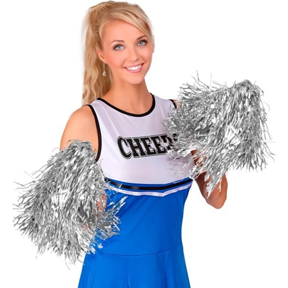 SET OF 2 SILVER POM POMS