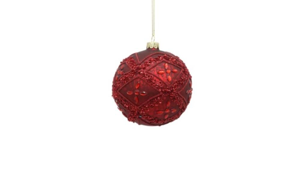 12/48-10cm Glass red ball