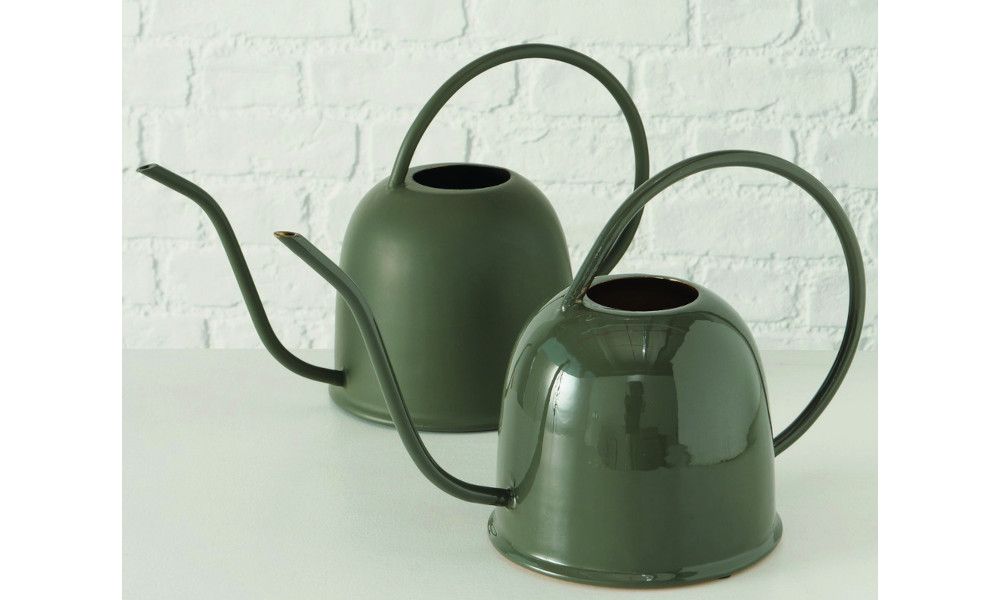 Watering can Jaryna, 2 ass., H 23,00 cm, Iron enameled, Mat, Shiny, Single-colour iron enameled green