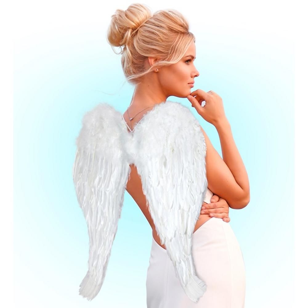 BENDABLE MAXI WHITE FEATHER WINGS 66x62 cm