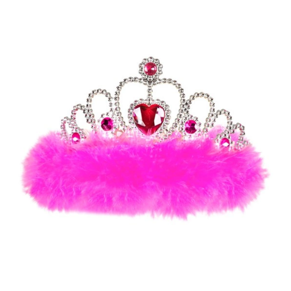 GIRLS NIGHT OUT TIARA WITH PINK GEMS & MARABOU
