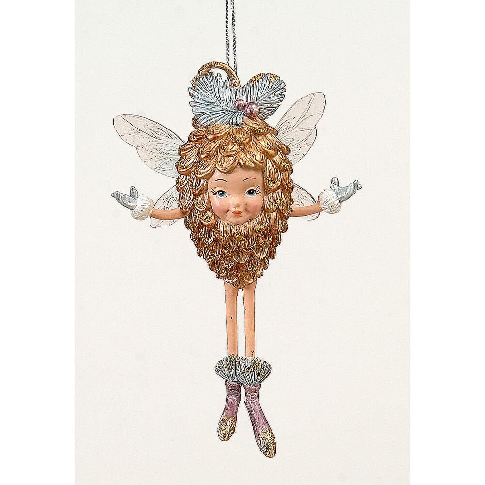 Polyresin pinecone fairy ornament 13cm