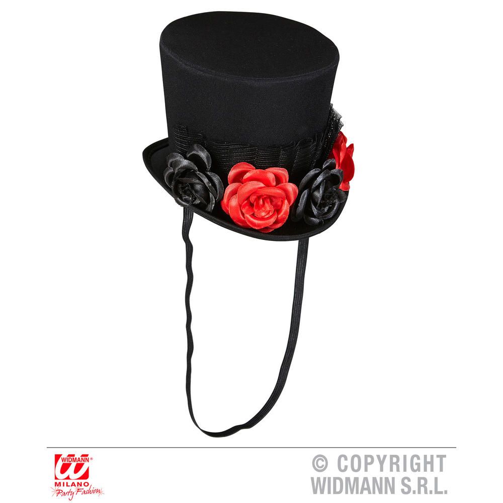 MINI TOP HAT WITH TULLE & 4 ROSES