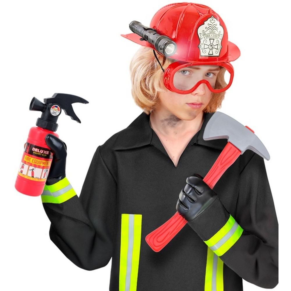 FIREFIGHTER SET (helmet with tactical goggles & torch, axe, fire ext..