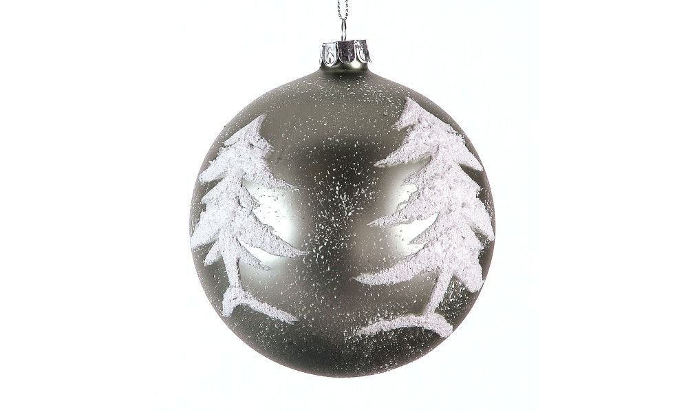 12/48 - 10cm silver glass ball w/tree