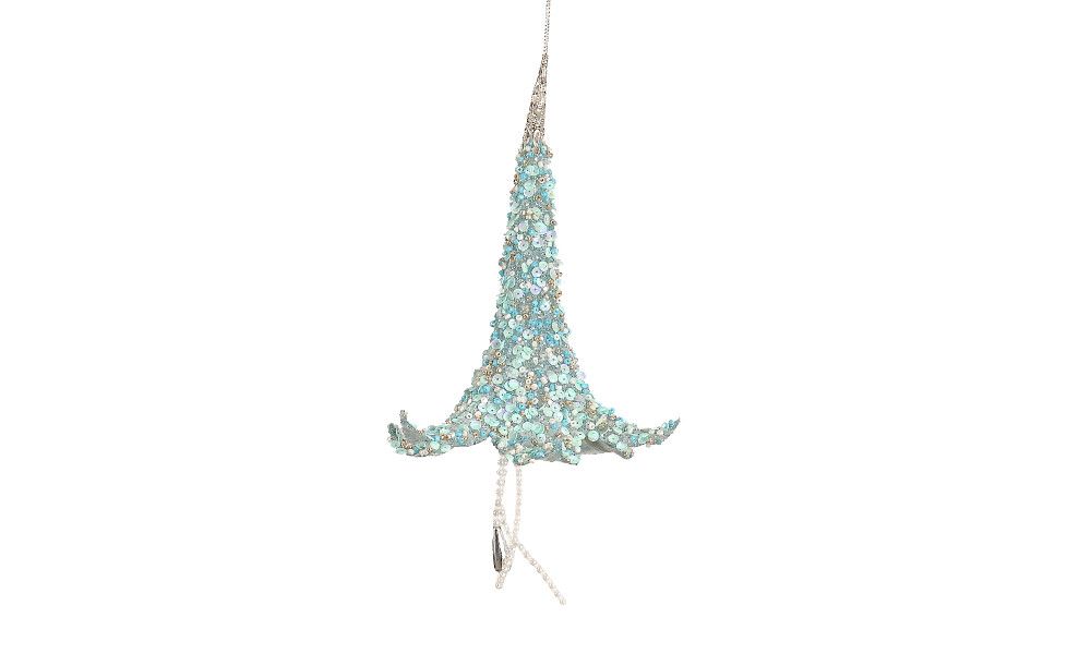 12/96 - 17CM Plastic Light Blue Sequin Bouquet Xmas Ornamet