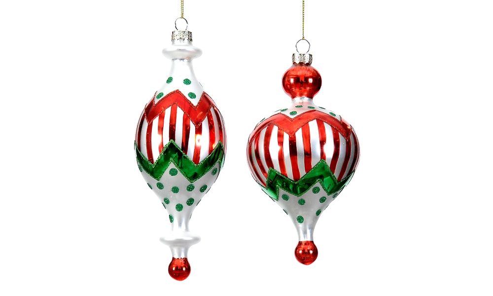 12/48-2Asst 20cm Glass red/green drop ornament