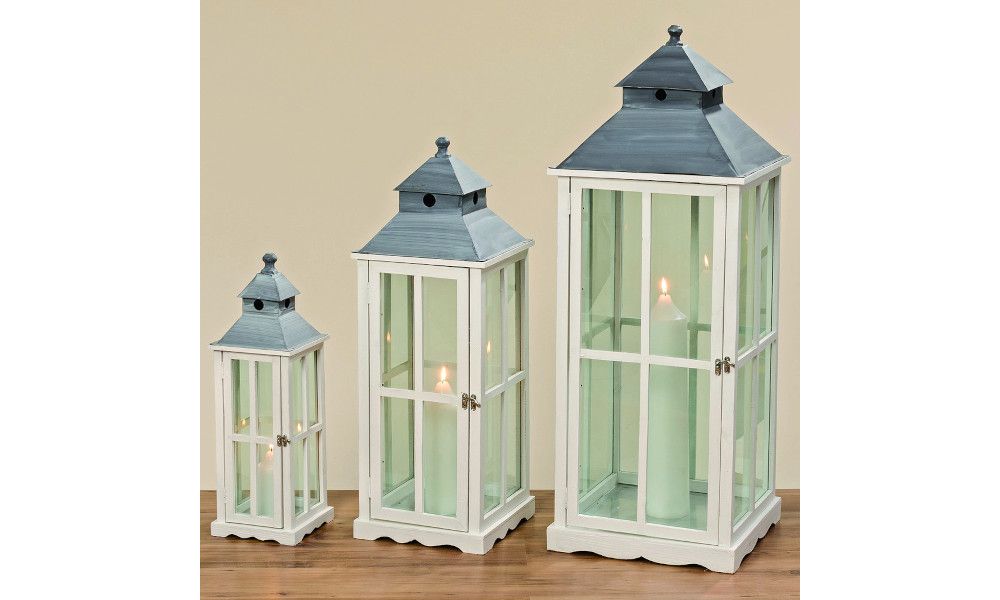 Lantern Robert, 3 p., Set 3, Square, Indoor, H 62,00-115,00 cm, W 20,00-43,00 cm fir colour-mix