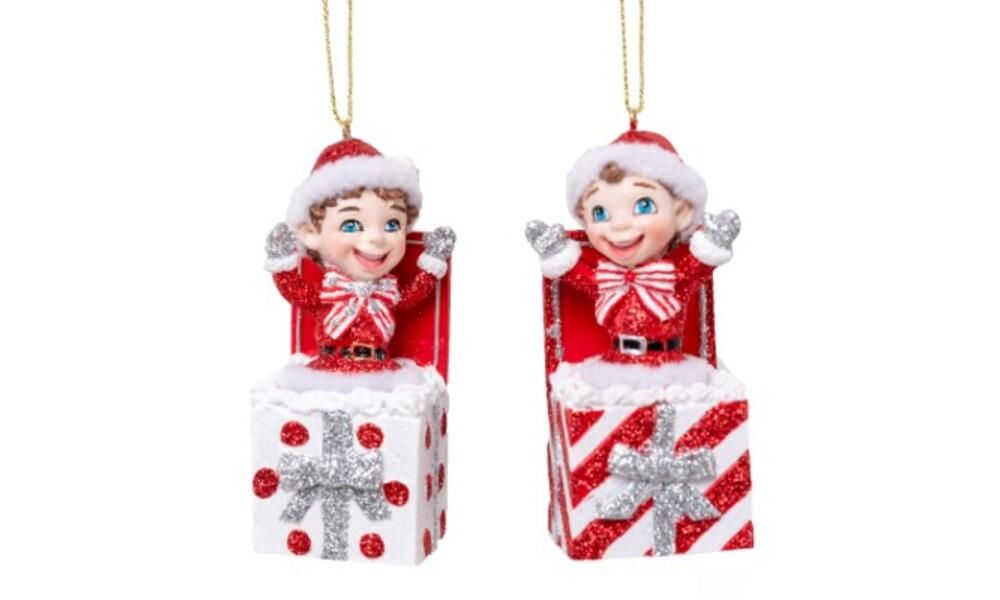 12/72-2Asst 8,5cm Elves in gift boxes