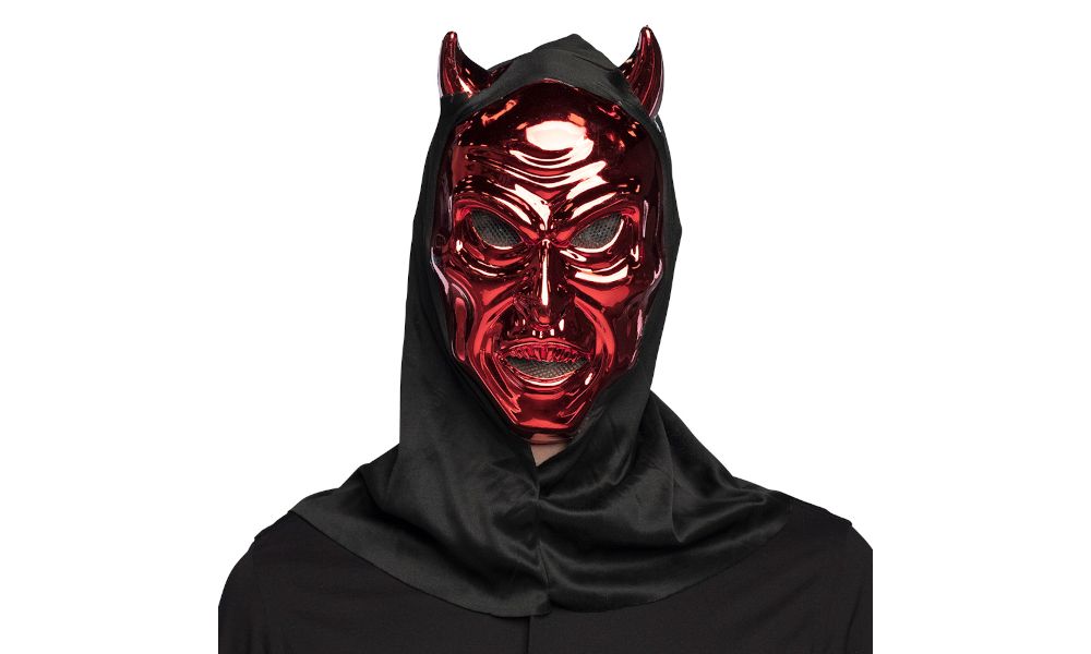 Face mask Blinding devil with hood red