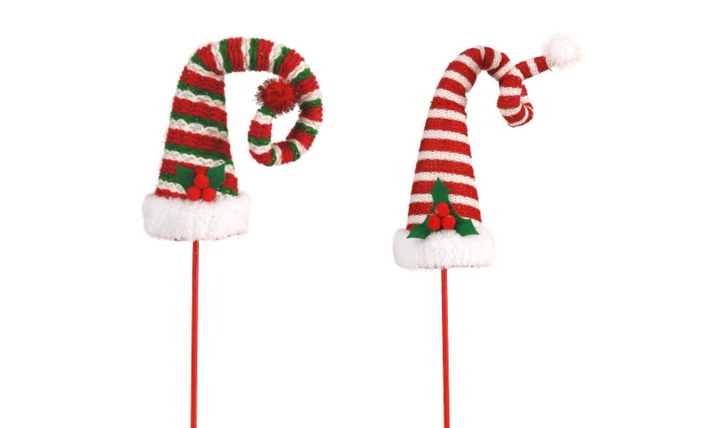 12/24-2Asst 48cm Fabric Stuffed Elf's Hat Pick