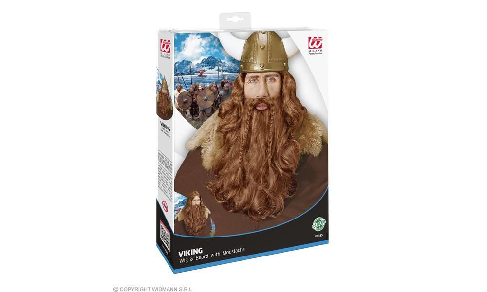 VIKING WIG WITH BEARD MOUSTACHE in box