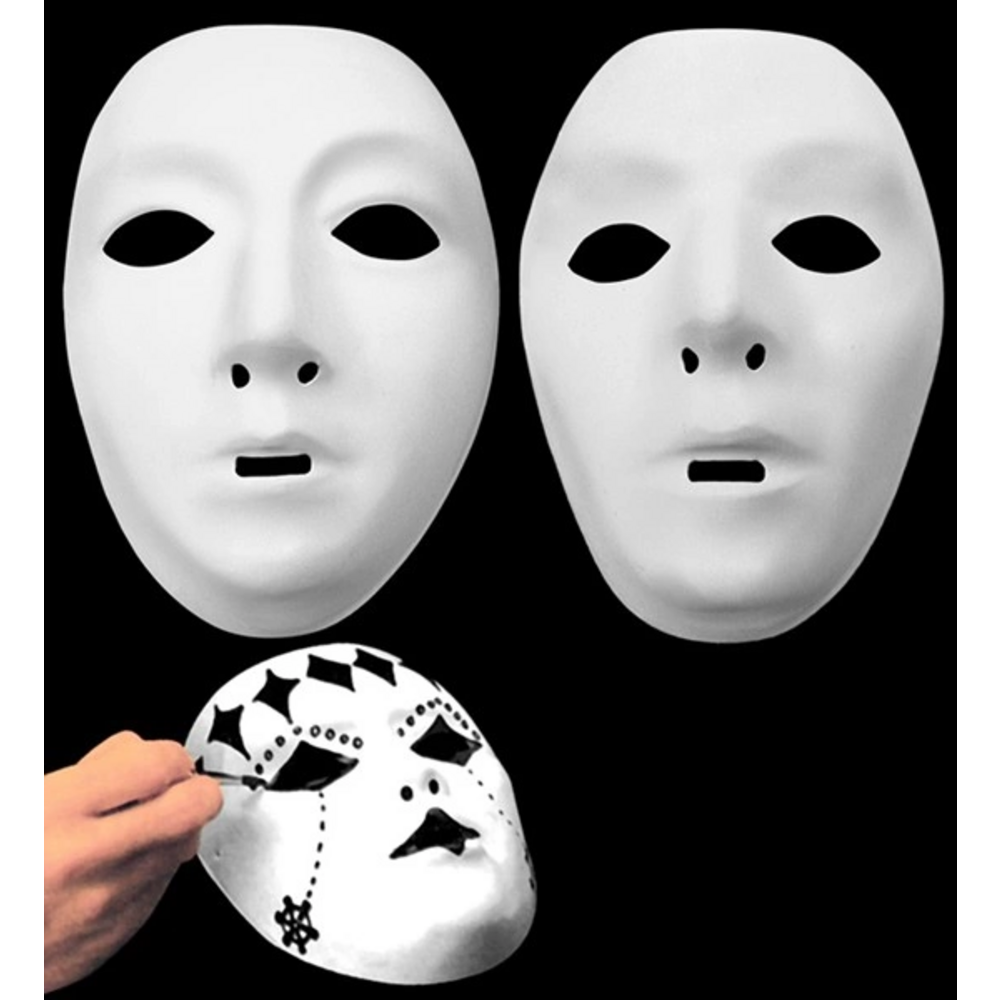 PAINTABLE WHITE MASK  plastic - 2styles ass.