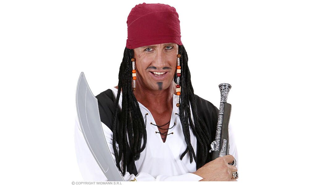 CARIBBEAN PIRATE BANDANA WITH DREADLOCKS in box