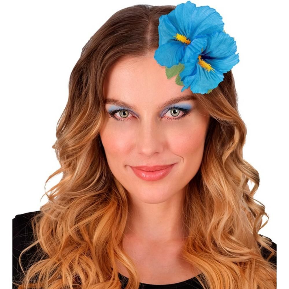 2 LIGHT BLUE HIBISCUS FLOWERS HAIR CLIP