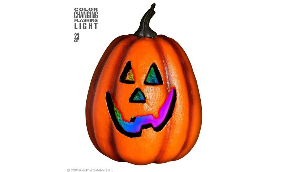 "HALLOWEEN PUMPKIN WITH COLOR CHANGING FLASHING LED LIGHT" 23 cm