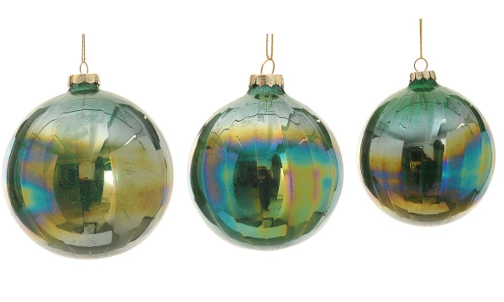 12/120 10cm Glass dark green shine ball