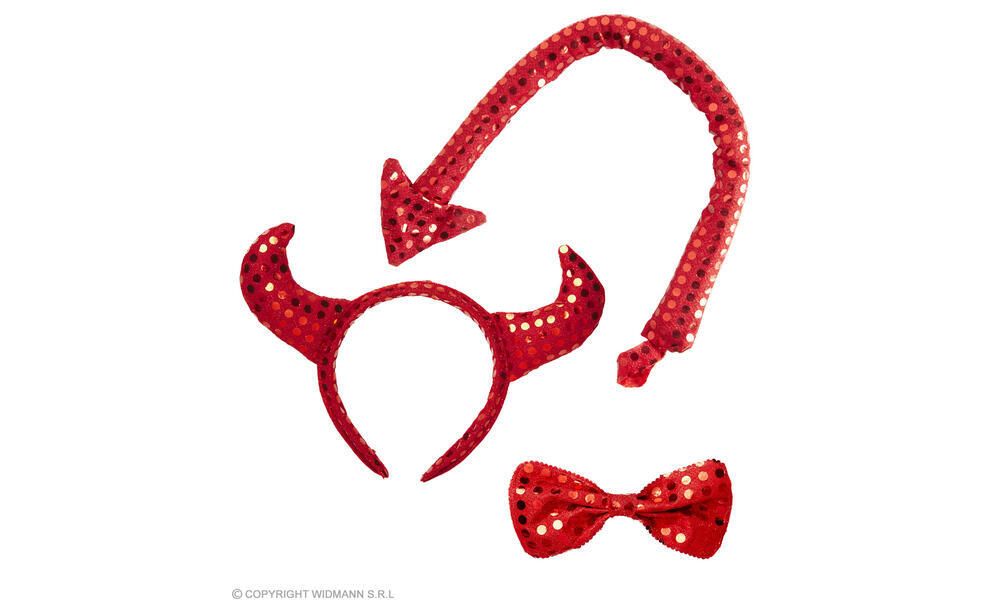 "SEQUIN DEVIL SET" (horns. bow tie. tail)