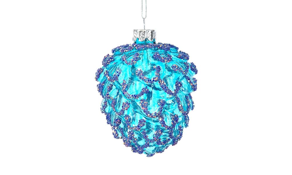 12/48-10cm Glass blue pinecone