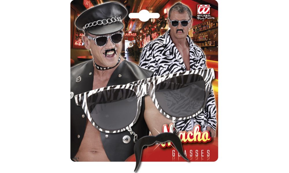 Pk 12 MACHO GLASSES WITH MOUSTACHE