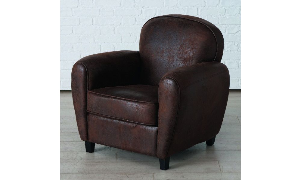 Armchair Eton, H 81,00 cm, Plywood, Leatherette, Used look, Single-colour mixed materials brown