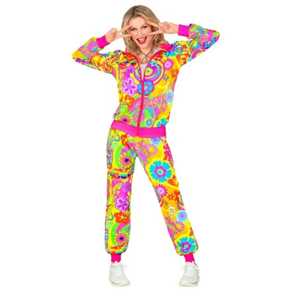 NEON GROOVY LOVE HIPPIE PARTY FASHION TRACKSUIT  (jacket, pants)