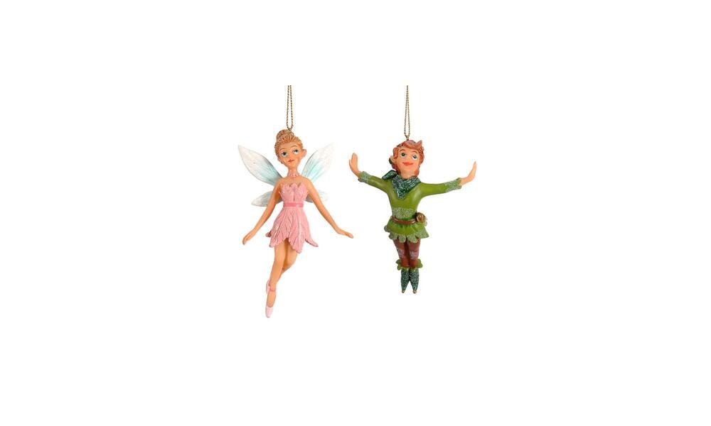 12/72 - 2Asst 11,25CM Hanging Polyresin Tinckerbell-Peter Pan Orn