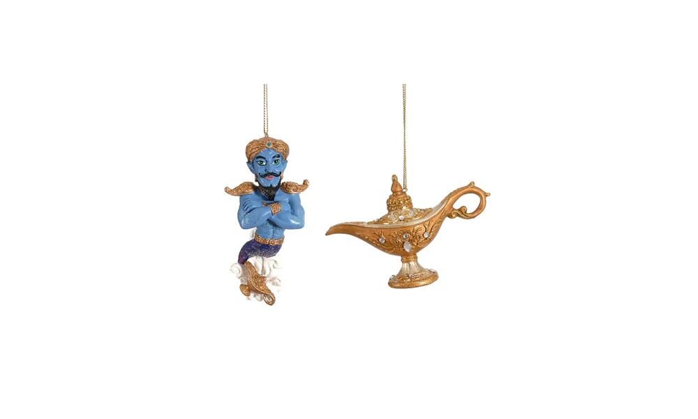 12/72 - 2Asst 10CM Polyresin Aladdin Genie & Lamp Orn