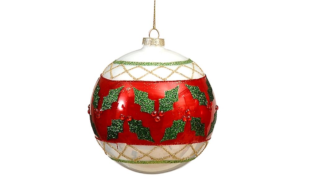 6/36-12cm glass ball w/red-green design