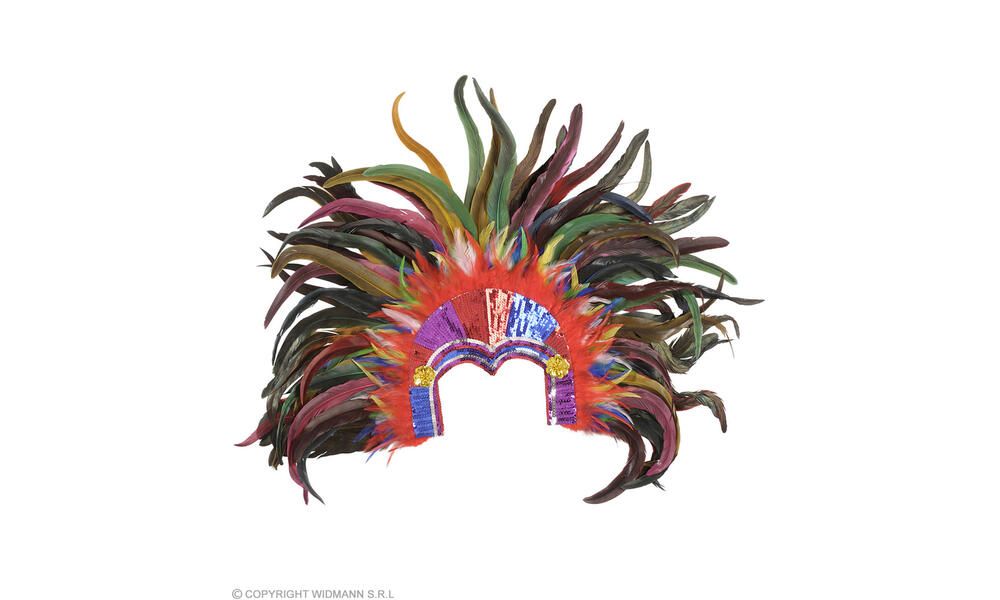 TROPICANA SEQUIN HEADDRESS WITH MULTICOLOR FEATHER