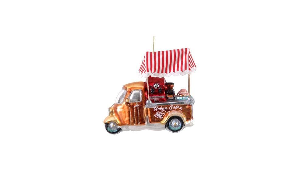 6/24-13cm glass coffee truck ornament