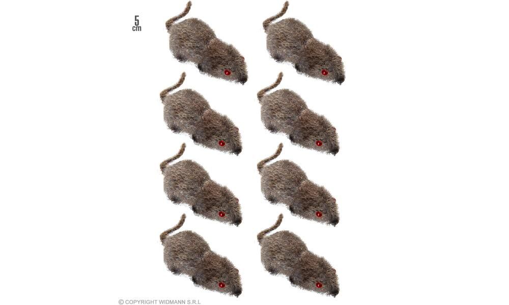 Set of "8 FLOCKED MICE" 5 cm