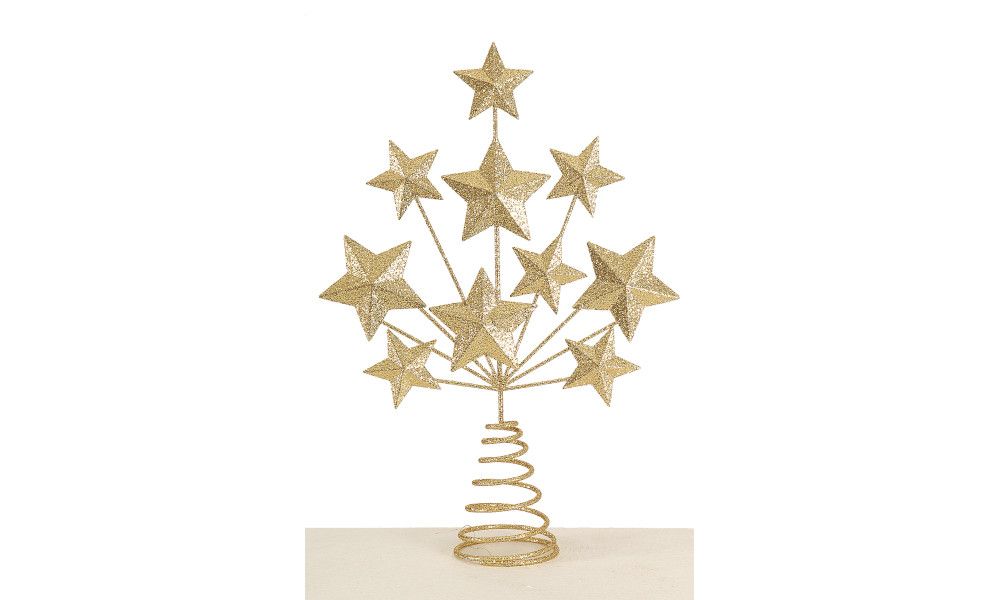 4/12 - 35CM Gold Metal Tree Top w/ stars