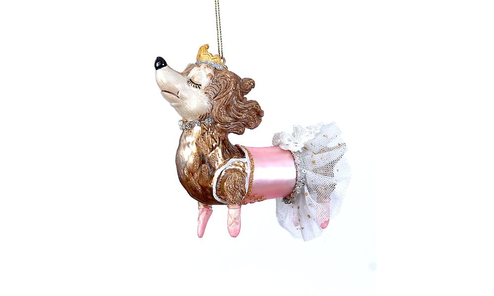 6/36-12cm Glass dachshund princess orn