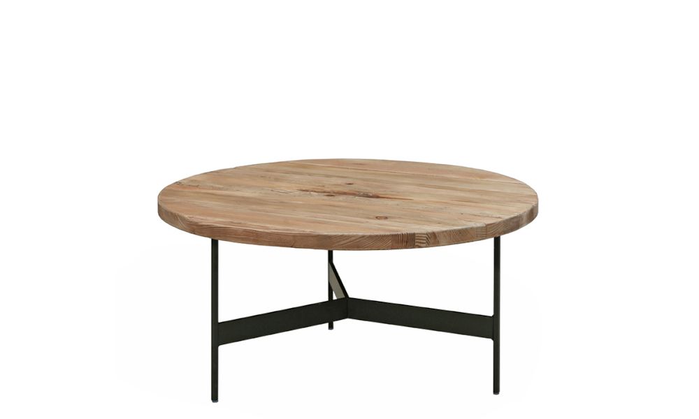 Στρογγυλό coffee table,μασίφ καπάκι μεταλ.βάση δ.70x34cm