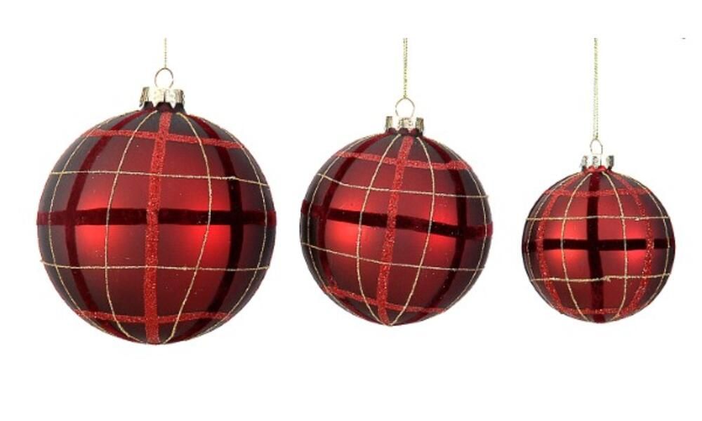 12/48-10cm Glass mat dark red ball w/black-gold stripes