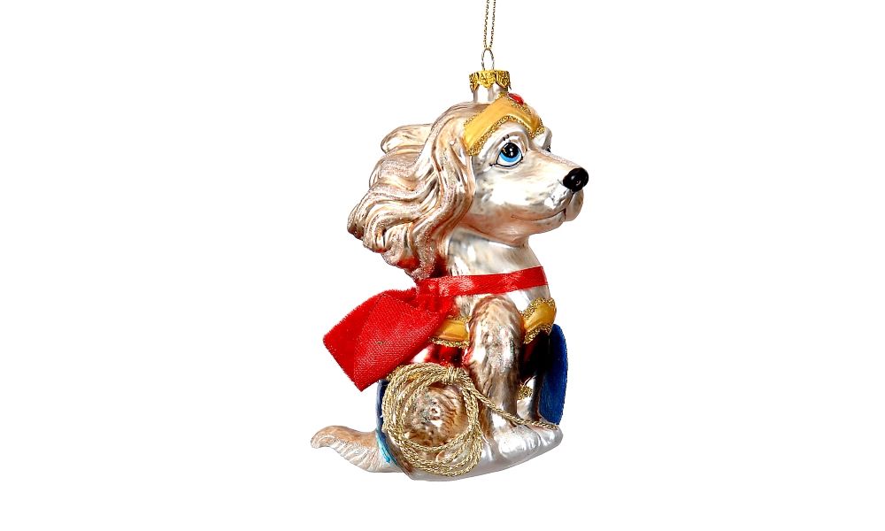 6/36-13cm Glass wonderwoman dog orn