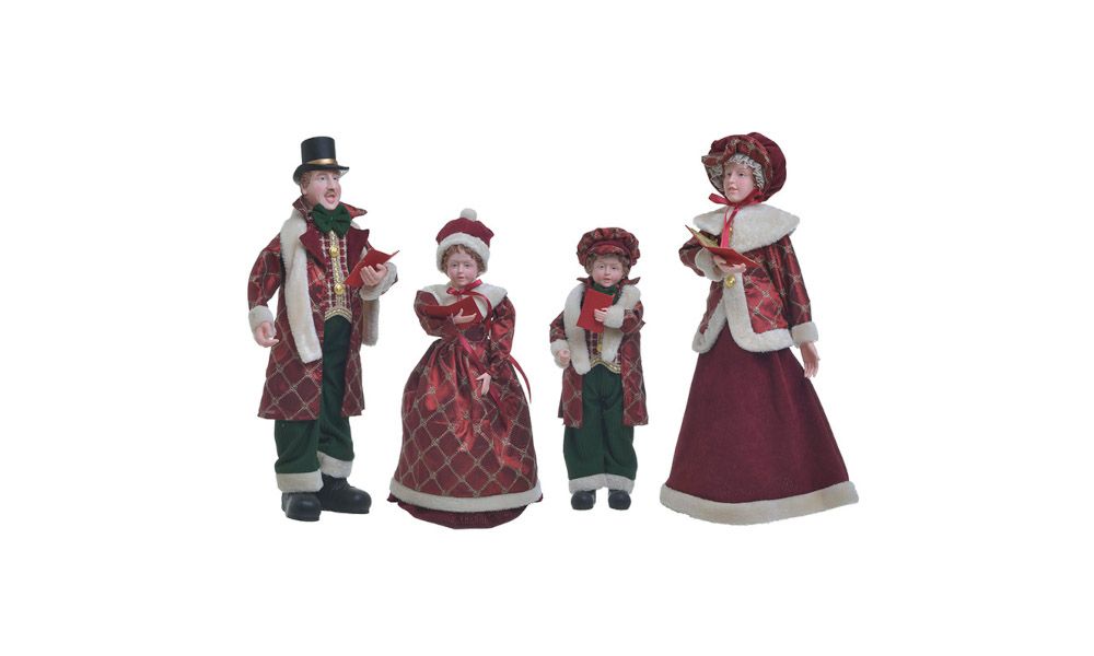 S/4 FABRIC/PL XMAS CHOIR BURGUNDY RED/GOLDEN H50-66