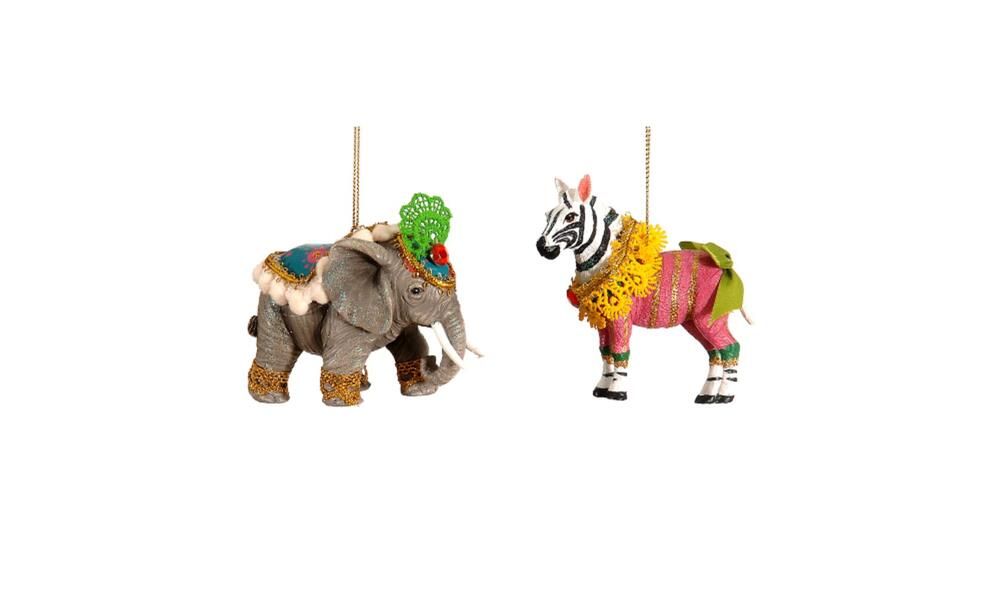 12/72 - 7,5CM Hanging Polyresin Circus Elephant