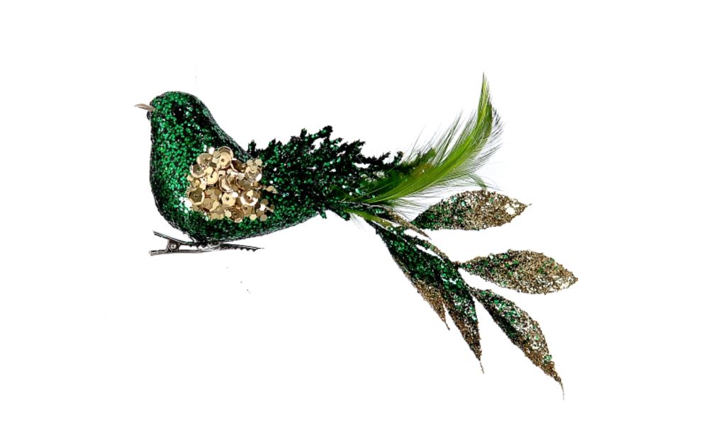 12/240-21cm Green/gold bird