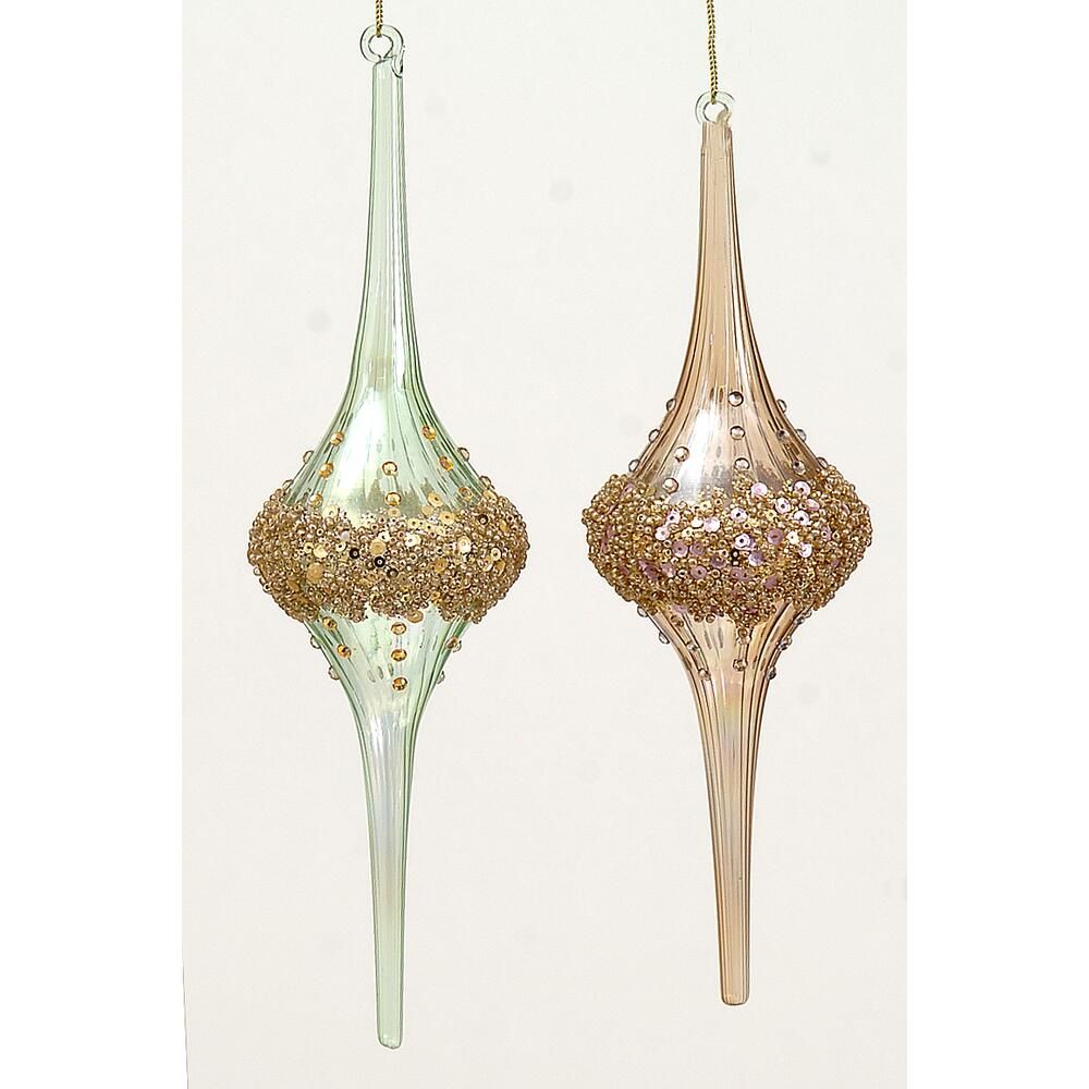 Glass icicle w/sequins ornament 25cm